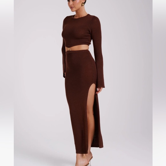 Flare Sleeve Knit Dress - Chocolate - Picture 2 of 7